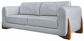 Sofá Decorativo 3 Lugares 220cm Pés em Madeira Buzz Linho Cinza Rústico G63 - Gran Belo