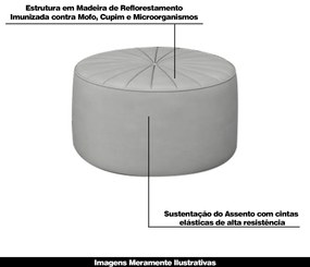 Kit 2 Puffs Decorativos Sala De Estar Round Veludo Cinza Claro G45 - Gran Belo