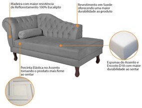 Recamier Diana 160cm Lado Direito Suede Cinza - ADJ Decor