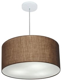 Lustre Pendente Cilíndrico Md-4243 Cúpula em Tecido 45x25cm Café - Bivolt
