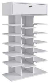 Sapateira com 1 Gaveta e 15 prateleiras 18 pares Branco