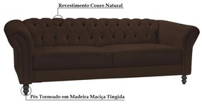 Sofá 3 Lugares Bérgamo 240cm Couro Conhaque G58 - Gran Belo