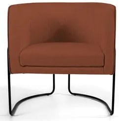 Poltrona Decorativa Base Aço Betina B-355 Linho Laranja - Domi