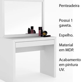 Penteadeira para Quarto Decorativa PE2000 MPD Branco G69 - Gran Belo