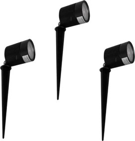 Kit 3 Espetos Led Alum Preto 10W 3000K Ip65 Optica