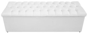 Recamier Baú Estofada Mel 195 cm King Size Com Capitonê Suede Branco - ADJ Decor