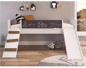 Cama Criança Infantil Solteiro Com Escorregador Rampa BY710