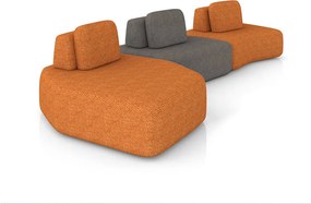 Sofá 3 Lugares Orgânico com Chaise e 2 Módulos Berlim Bouclê Cr K01 - D'Rossi - Caramelo/Grafite