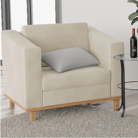 Poltrona Decorativa Europa Suede Bege ADJ Decor