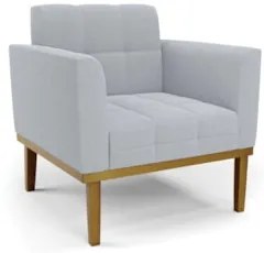 Namoradeira e 2 Poltronas Base Madeira Castanho Ana Bouclé Cinza - Ibi