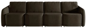 Sofá Cama Modulado Retrátil e Reclinável Decorativo Varsóvia 356cm Veludo Marrom G33 - Gran Belo