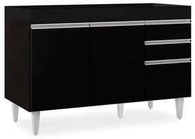 Balcão de Cozinha Lavanderia sem Tampo 02 Gavetas Beth 120 cm - D'Rossi - Preto