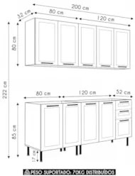 Armário Cozinha 4 Peças Balcão Para Pia CP6A Zaya Branco T01 - Mpozena