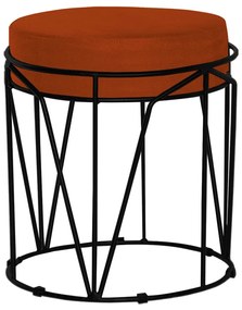 Puff Decorativo Sala de Estar Base Preto Chloe Suede Telha G41 - Gran Belo