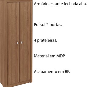 Armário Estante Alto para Escritório Home Office ME4105 MDP Amendoa G69 - Gran Belo