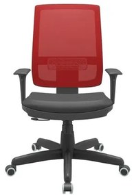 Cadeira Office Brizza Tela Vermelha Assento Vinil Preto RelaxPlax Base Standard 120cm - 63863 Sun House