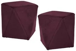 Kit 2 Puffs Decorativos Ametista C-292 Veludo Uva - Domi