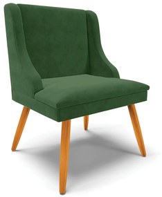 Cadeira Decorativa Sala de Jantar Pés Palito de Madeira Firenze Suede Verde Esmeralda/Natural G19 - Gran Belo