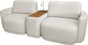 Sofá Sala Modulado 251cm com Console USB Luminária Brumma Bouclê K01 - D'Rossi - Cinza claro