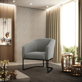 Poltrona Decorativa Industrial Preto Stella Suede Grafite D03 - D'Rossi