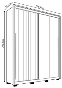 Guarda Roupa Solteiro Polaris Ripado com 2 Portas de Correr 3 Gavetas  MDF Freijo/Off/Sued G11 - Gran Belo