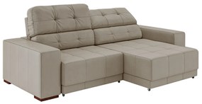 Sofá Sala de Estar Retrátil e Reclinável 3 Lugares Lisboa 230cm Couro Off White G58 - Gran Belo