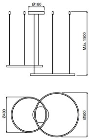 Pendente Orlo Mix Anel Redondo Duplo Ø50Cm Led 45W 3000K Bivolt Cobre... (CB-M = Cobre)