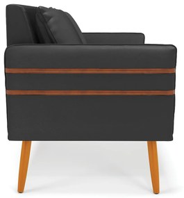 Namoradeira 02 Lugares Mari Corino Preto Pés Palito Castanho - D'Rossi