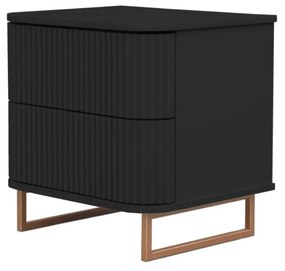 Mesa de Cabeceira Miami - Preto com Detalhes Dourado Soleil Kleiner