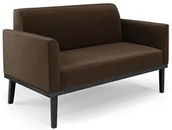 Sofá Namoradeira e 1 Poltrona Base Madeira Preto Maressa Suede Marrom