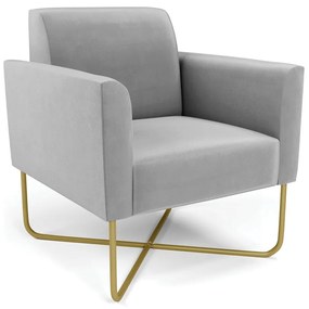 Poltrona Base X Industrial Dourado Marisa Suede D03 - D'Rossi - Cinza