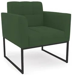 Sofá Namoradeira e 2 Poltronas Base Industrial Preto Ana Veludo Verde