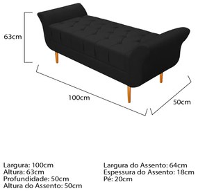 Recamier Estofado Ari 100 cm Solteiro Suede Preto - ADJ Decor