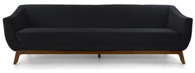 Sofá 3 Lugares Odeon D07 230cm Base Madeira Veludo Preto - D'Rossi