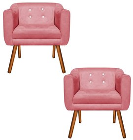 KIT 02 POLTRONAS JULIA SUEDE COM STRASS - Rose