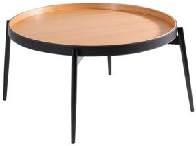 Mesa Centro Salvadore Baixa Tampo Louro Freijo Estrutura Preta 42 cm - 52979 Sun House
