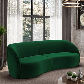Sofá Decorativo Sala de Estar Bipartido 240cm Clarke Veludo Verde G45 - Gran Belo
