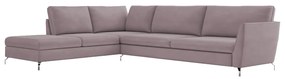 Sofá de Canto Chaise Esquerdo 307 cm Olívia Suede Rosê G52 - Gran Belo