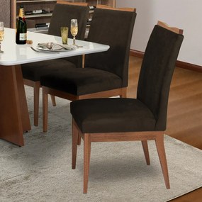 Conjunto 8 Cadeira Decorativa Leticia Aveludado Marrom
