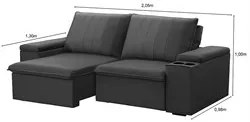 Sofá Retrátil Reclinável 3 Lugares 205cm Baluart F05 Veludo Grafite -