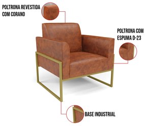 Poltrona Base Industrial Alta Dourado Marisa Corano Nozes