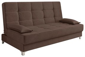 Sofá Cama Equador 193 cm Encosto Reclinável Veludo Marrom Pés Plástico Cromado - D'Rossi