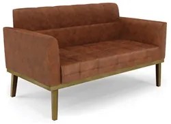 Sofá Namoradeira e 2 Poltronas Base Madeira Castanho Ana Sintético PU