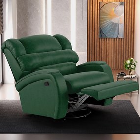 Poltrona do Papai Sala de Cinema Reclinável Kylie Glider Manual Giratória USB PU Verde Musgo G23