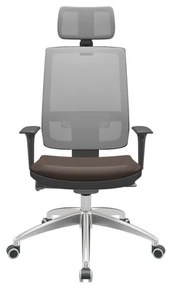 Cadeira Office Brizza Tela Cinza Com Encosto Assento Facto Dunas Marrom Autocompensador 126cm - 63205 Sun House