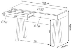 Mesa Para Escritório 2 Gavetas ME4128 Branco - Tecno Mobili