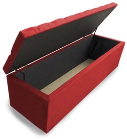 Calçadeira Baú Casal 140cm Nicole Capitonê Suede Vermelho - Sheep Estofados - Vermelho