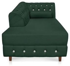 Divã Chesterfield 165 cm Capitonado com Strass Suede D'Rossi - Verde