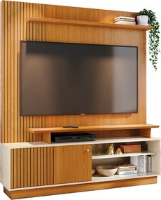 Estante de TV 65 Pol 160cm Sala de Estar Quirel Cinamomo/Off White M20 - D'Rossi