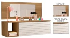 Penteadeira Suspensa com Painel e Espelho Joy Z49 Nature/Branco - Mpoz